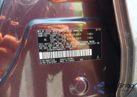 2017 Toyota Rav4 Xle из США, поврежденный, VIN 2T3RFREV1HW680772